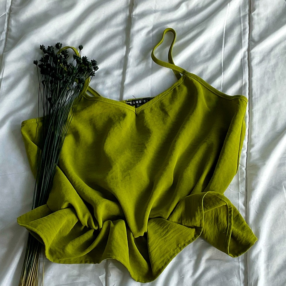 Lime green gathered waist cami